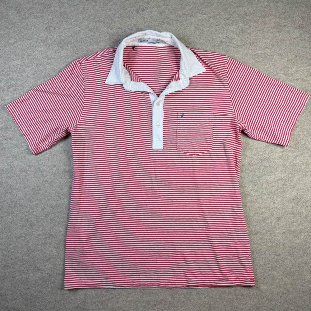 Criquet Players Shirt Mens Medium Red White Striped Short Sleeve Polo Golf